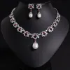 Cross-border European and American pearl zircon necklace, earrings and jewelry set, studded with diamonds, rope knot fashionable and versatile accessories wholesale details Picture